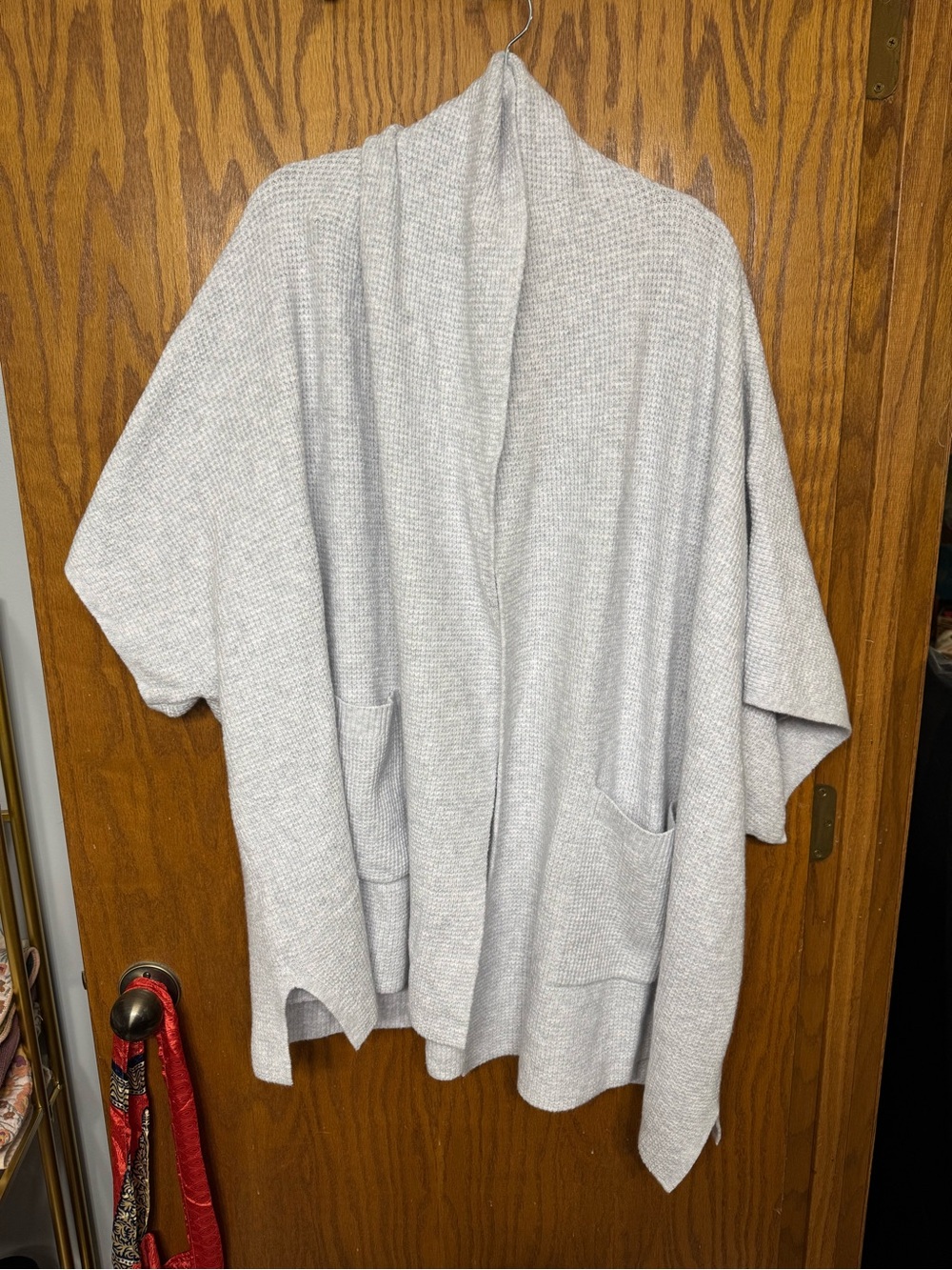 aerie Light Gray Open-Front Knit Cardigan
